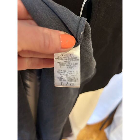 ALC Dip Dye Cutout Midi Dress Black Off White 2014 Large Sleeveless Silk - Picture 6 of 13